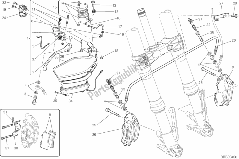 Alle onderdelen voor de Voorremsysteem van de Ducati Multistrada 1200 ABS Brasil 2015